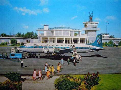 olympic airways douglas dc  island  rhodes sx dad  corfu airport greece pictures