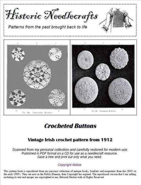Antique Irish Crochet Buttons 1912 Pdf Pattern
