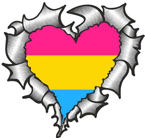Ripped Torn Metal Heart With Lgbt Pansexual Pride Flag