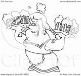 Trays Maiden Carrying Beer Toonaday Royalty Outline Illustration Cartoon Rf Clip 2021 sketch template