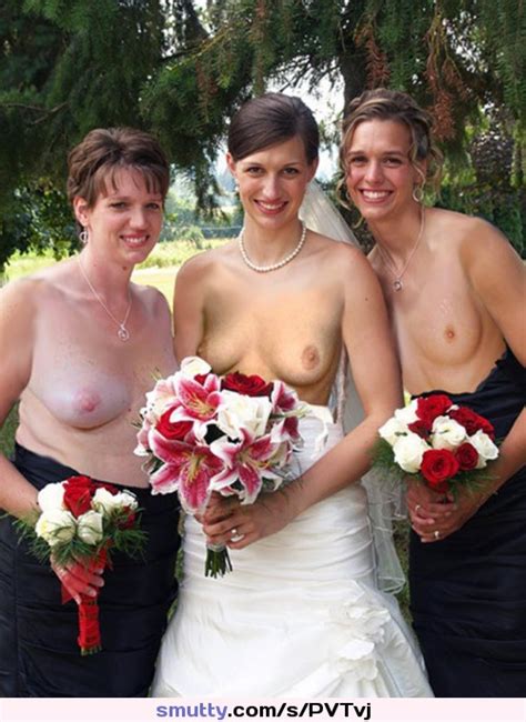 Group Topless Wedding Bride Bridesmaid Outdoor