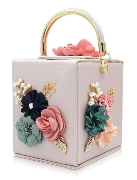 milisente women clutches flower clutch bag box clutch purse evening handbag visuallco