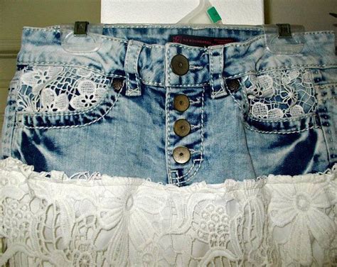 ruffled lace jean skirt upcycled denim beige tulle rose etsy purple satin upcycle jeans