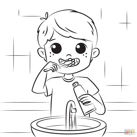 child brushes  teeth coloring page  printable coloring pages