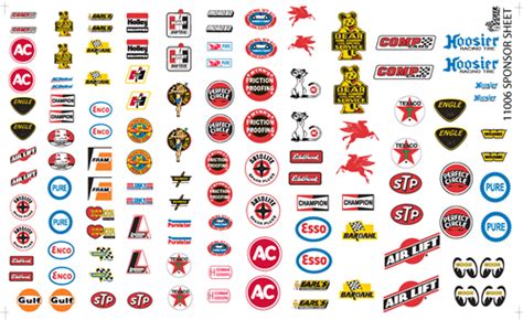 model car sponsors decal sheet