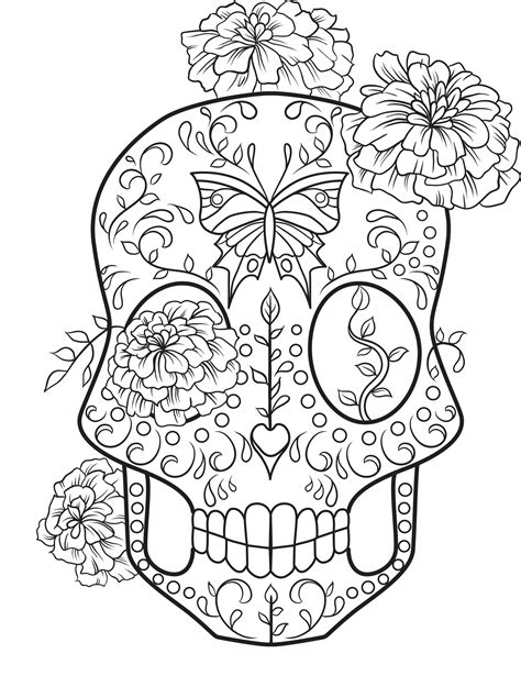 detailed coloring pages  adults sugar skull sugar skull coloring