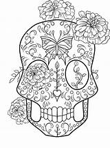 Coloring Skull Sugar Pages Kids Adult Color Print Printable Sheets Book Halloween Template Clipart Mandala Use Comments Female Girly Library sketch template