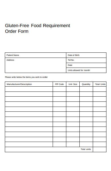 food order template    printable templates