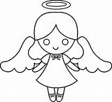 Angel Clip Cute Little Coloring Line Colorable Sweetclipart sketch template