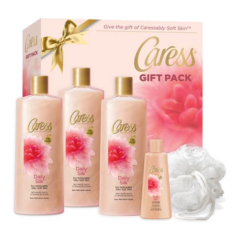 caress  pc daily silk body wash gift set  bonus pouf   body