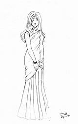 Saree Drawing Getdrawings sketch template