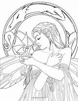 Coloring Fairy Pages Realistic Adult Fairies Printable Sheets Drawings Coloriage Adults Dragons Books Mermaid Colouring Color Fantasy Dragon Drawing Tattoo sketch template