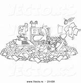 Clutter Businessman Outlined Shoveling Mess Toonaday Leishman Vecto sketch template