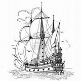Pintar Desenhar Barcos Caravela sketch template