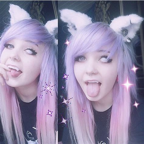 milkwhore instagram neko cat kitty ears purpleandpink hair black sparkle alternative