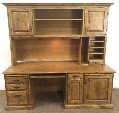 lot rustic traditional style pine office desk hutch