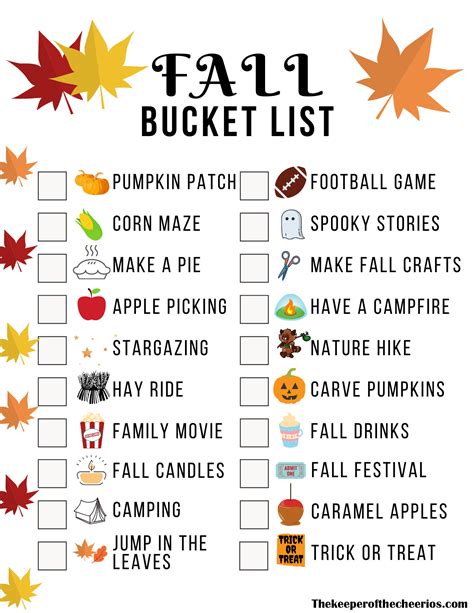 fall bucket list  keeper   cheerios