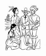 Squanto Pilgrims Pilgrim Colonial Ingalls Colony Plymouth Wilder Adults Pocahontas Sisters Coloringhome Super sketch template