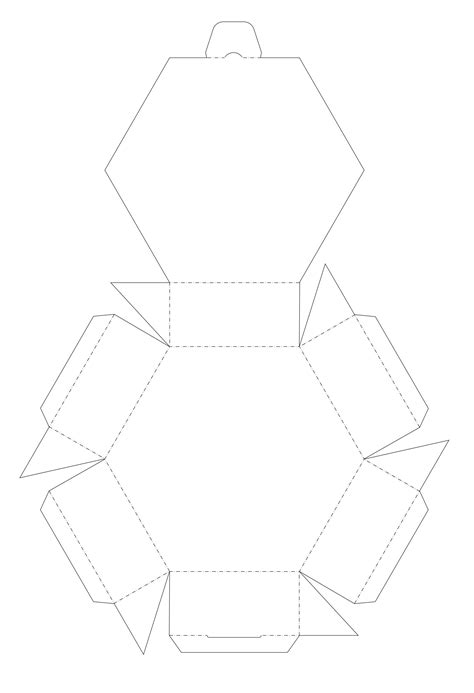 blank  sided printable box template aka hexagon hexagonal