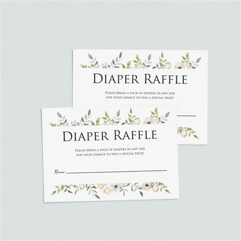 floral diaper raffle ticket printable  baby shower instant