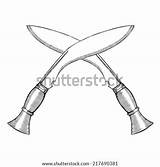 Kukri Knives Crossed Vector Stock Drawn Hand Shutterstock sketch template