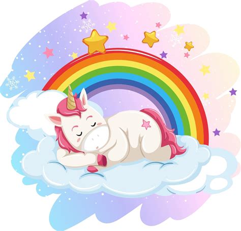 unicorn  rainbow vector cartoon cute unicorn  rainbow clouds