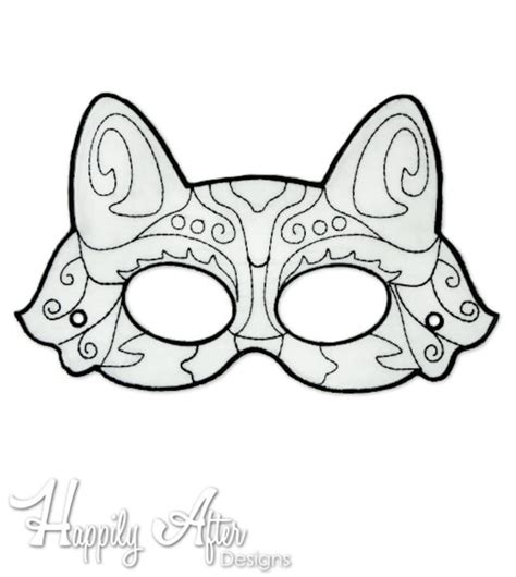 fox mask coloring embroidery design fox mask machine etsy
