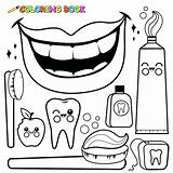 Hygiene Coloring Dental Toothbrush Drawing Toothpaste Vector Personal Pages Set Brush Tooth Color Stroke Getdrawings Stock Outline Printable Objects Sheets sketch template