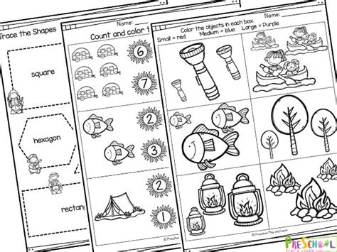 camping math worksheets  preschoolers