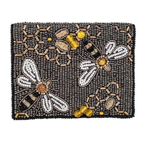 bee awesome beaded wallet card holder mary frances accessories