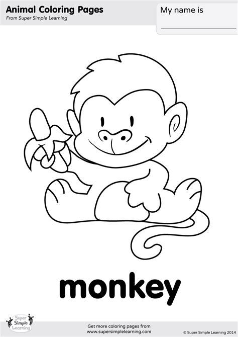 monkey coloring page super simple