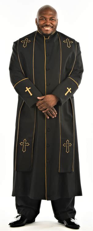 mens preacher clergy robe stole  black gold divinity clergy wear