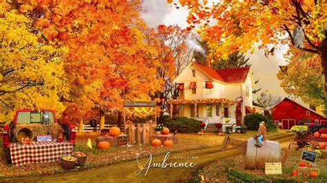 🍎🌽 Autumn Farm Asmr Ambience Harvest Time Autumn Leaves And Pumpkin