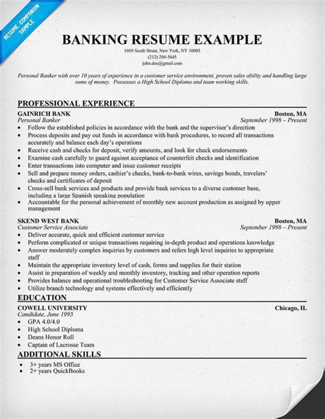 banking resume sample template   application