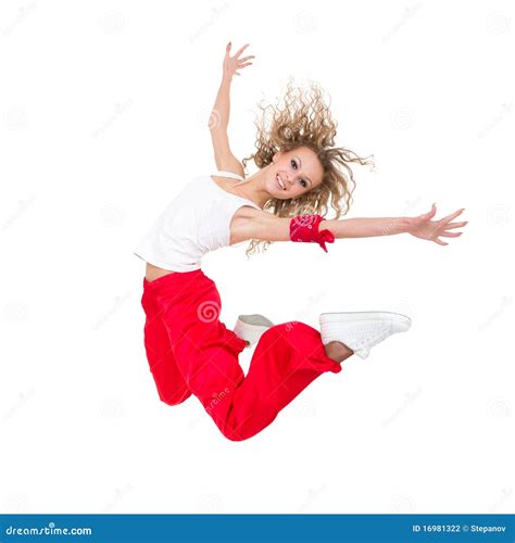 happy young dancer jumping stock photo image  balance