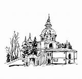 Monastery Drawing Sketch Kyiv Illustration Vector Building Getdrawings London Sketching Cityscape Skyline Preview Church sketch template