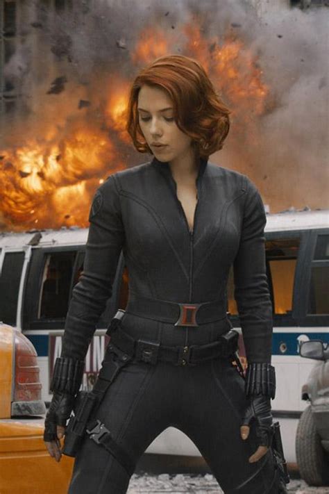 Scarlett Johansson The Avengers Promotional Pics Leather Celebrities