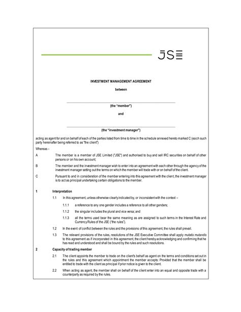 personal investment agreement  examples format  examples