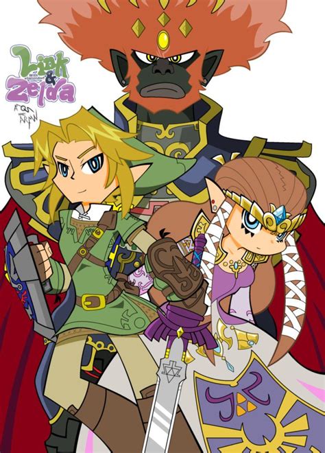 link zelda and ganondorf from legend of zelda panty and stocking style crossover legend of