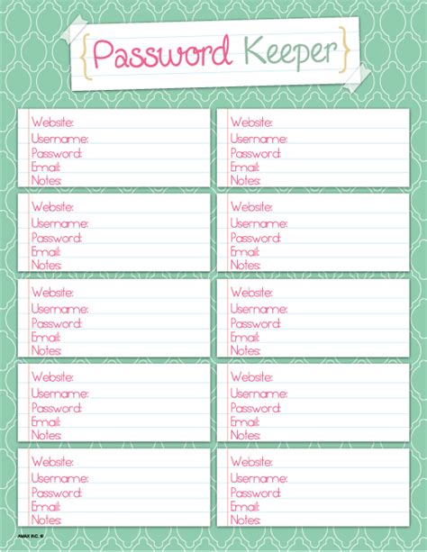 printable password keeper notebook  images password keeper