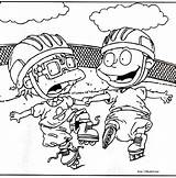 Rugrats Razmoket Colorir Chuckie Skates Coloringhome Colorier sketch template