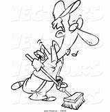 Broom Janitor Cartoon sketch template