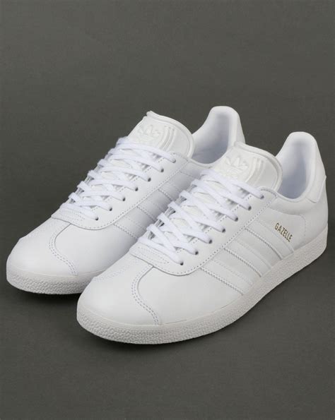 adidas leather gazelle white trainers stripes og