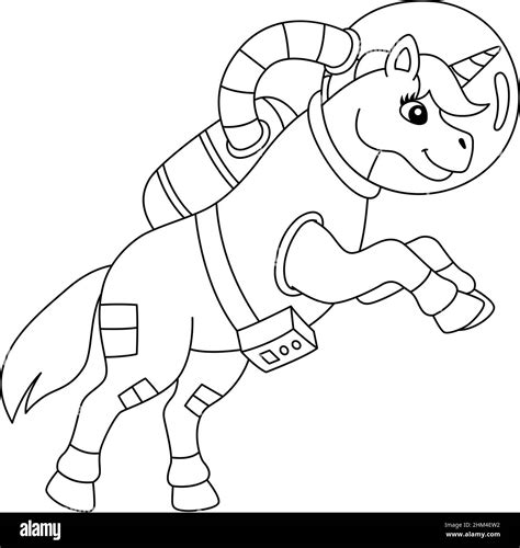 unicorn astronaut  space coloring page isolated stock vector image