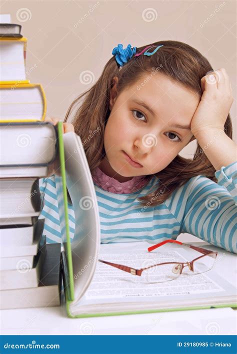 beautiful girl   lot  homework stock image image