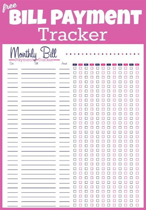 printable monthly bill tracker printable templates