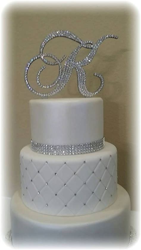 monogram wedding cake topper crystal initial any letter a b c d e f g h i j k l m n o p q r s t