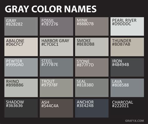 gray color names grafxcom