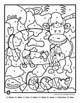 Number Color Farm Coloring Cow Animal Pages Printables Animals Numbers Printable Print Colour Preschool Kids Mystery Worksheets Jr Online Kindergarten sketch template