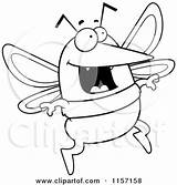 Mosquito Cartoon Jumping Happy Clipart Outlined Coloring Vector Cory Thoman Flea Loving sketch template